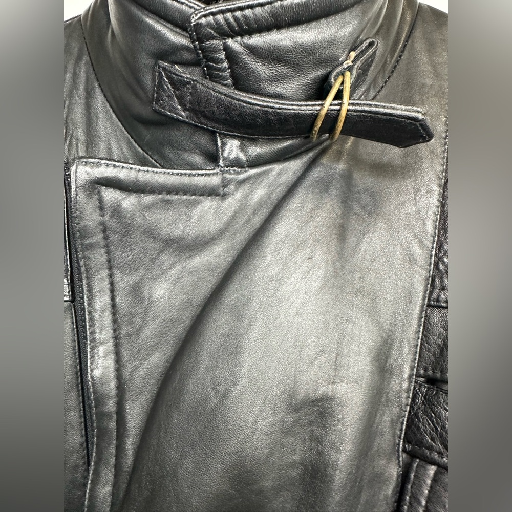 Vintage Vera Pelle Black Leather Bomber Jacket Size 54 (US 44/46) - Picture 6 of 9
